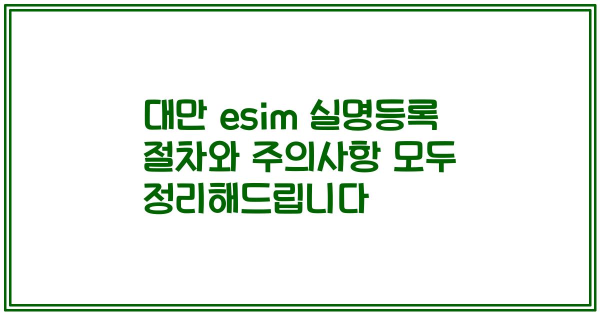 대만 esim 실명등록 절차와 주의사항 모두 정리해드립니다