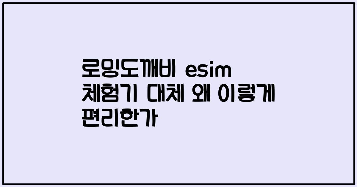 로밍도깨비 esim 체험기 대체 왜 이렇게 편리한가