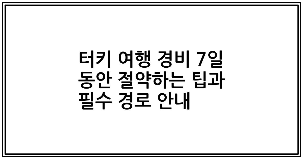 터키 여행 경비 7일 동안 절약하는 팁과 필수 경로 안내