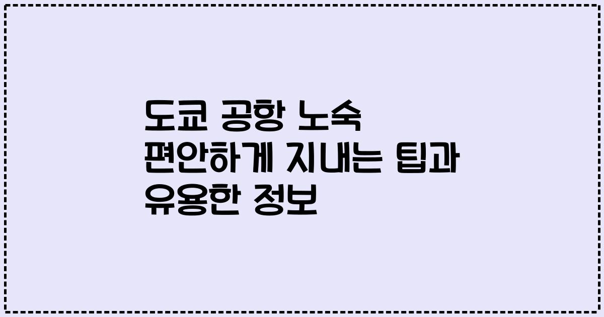 도쿄 공항 노숙 편안하게 지내는 팁과 유용한 정보
