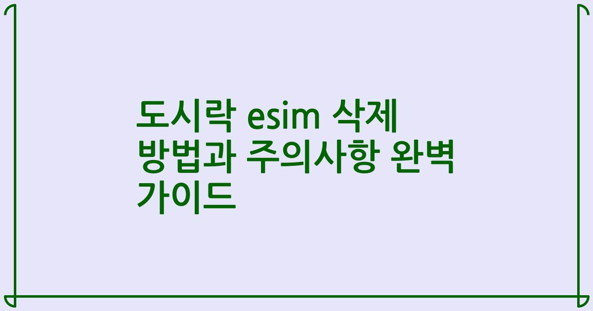 도시락 esim 삭제 방법과 주의사항 완벽 가이드