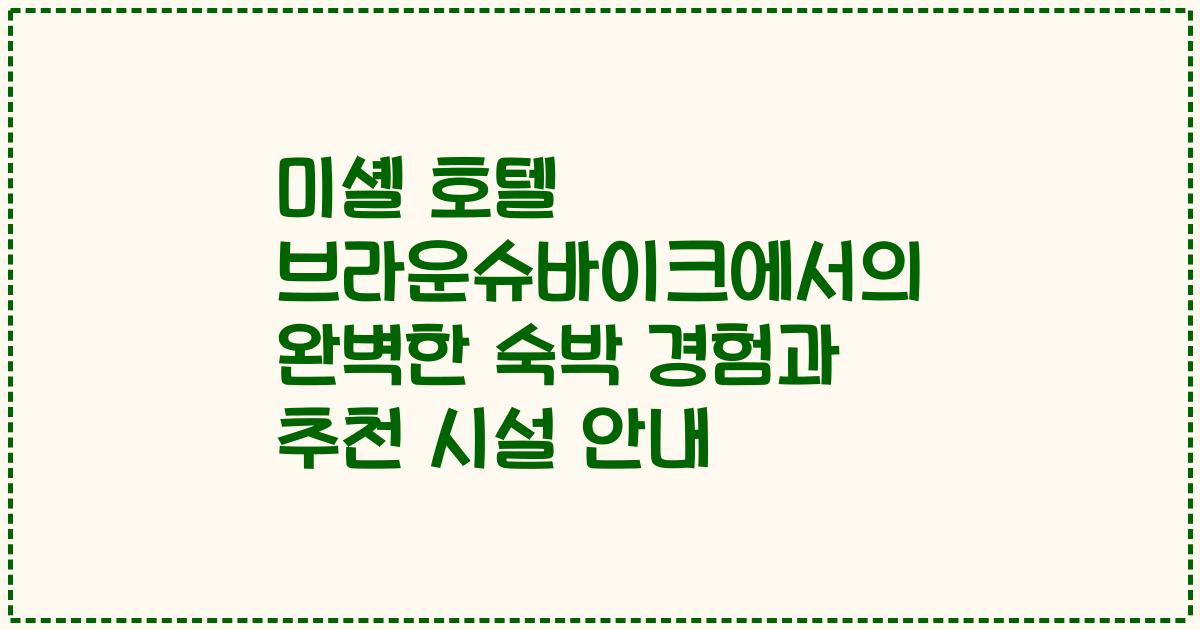 미셸 호텔 브라운슈바이크에서의 완벽한 숙박 경험과 추천 시설 안내