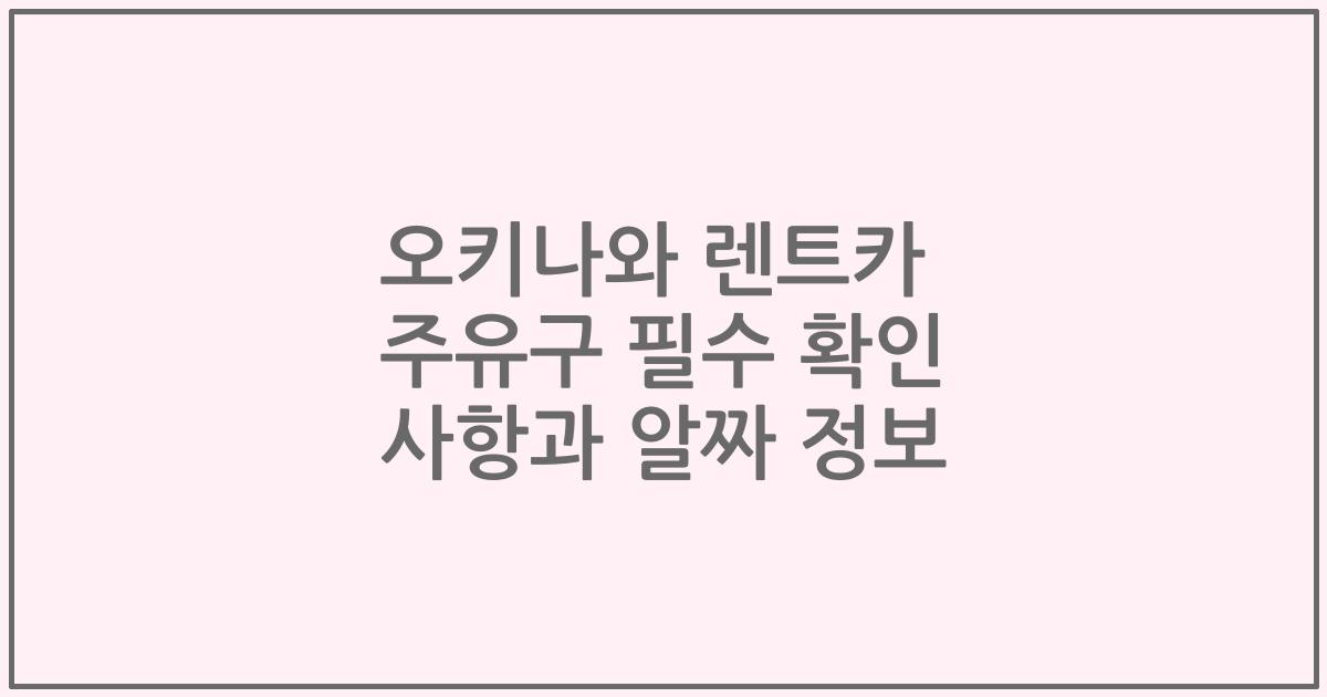 오키나와 렌트카 주유구 필수 확인 사항과 알짜 정보