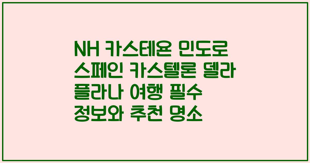 NH 카스테욘 민도로 스페인 카스텔론 델라 플라나 여행 필수 정보와 추천 명소