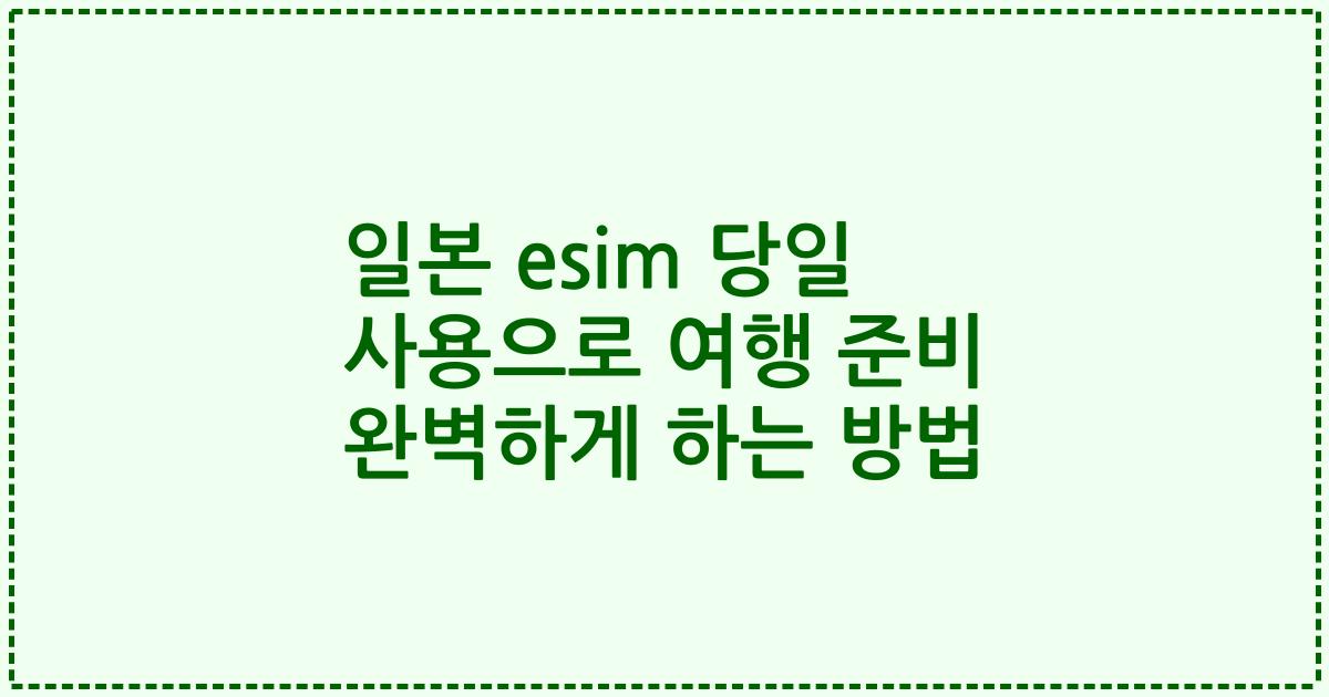 일본 esim 당일 사용으로 여행 준비 완벽하게 하는 방법